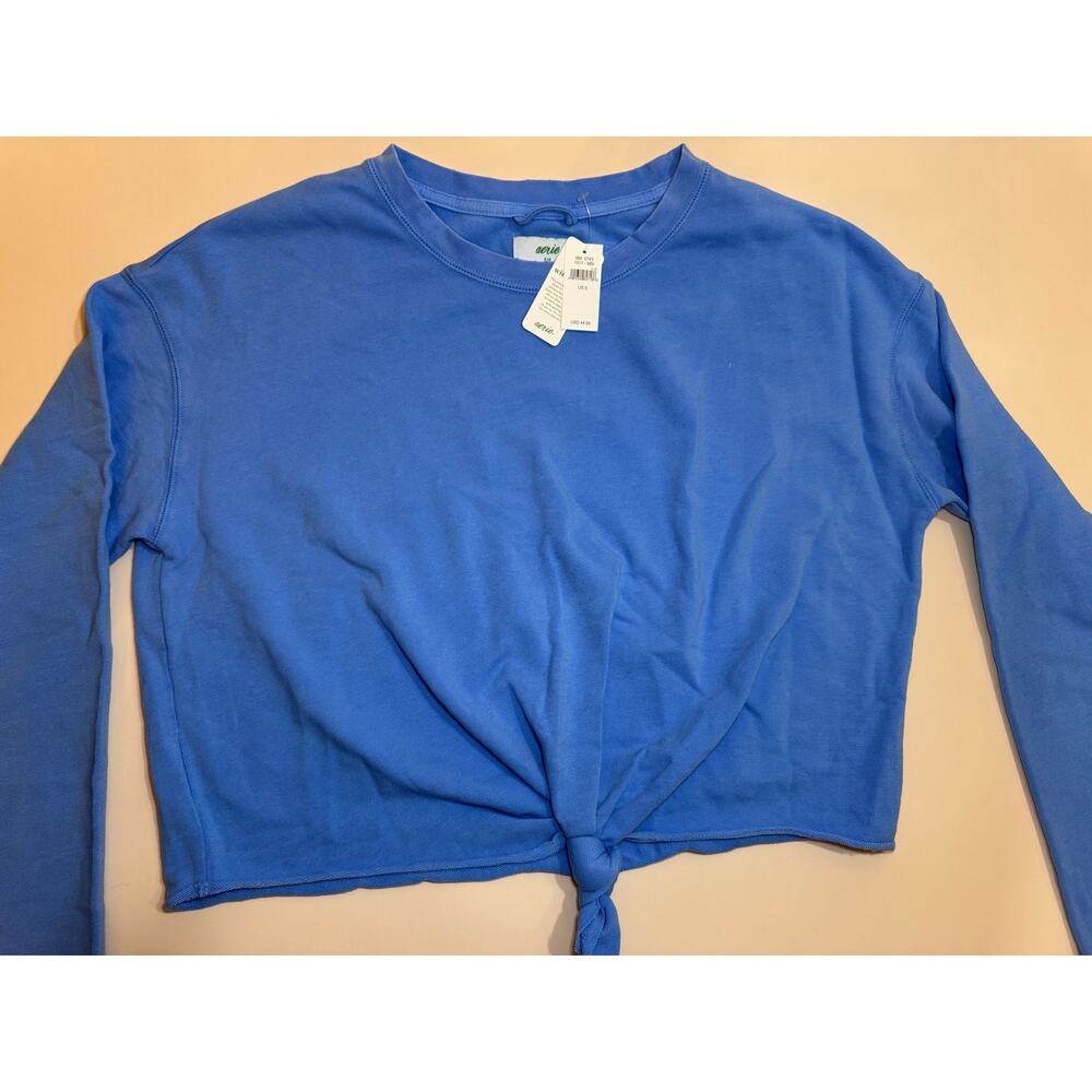 NWT Aerie Cropped Knot-Front Top Blue Size S